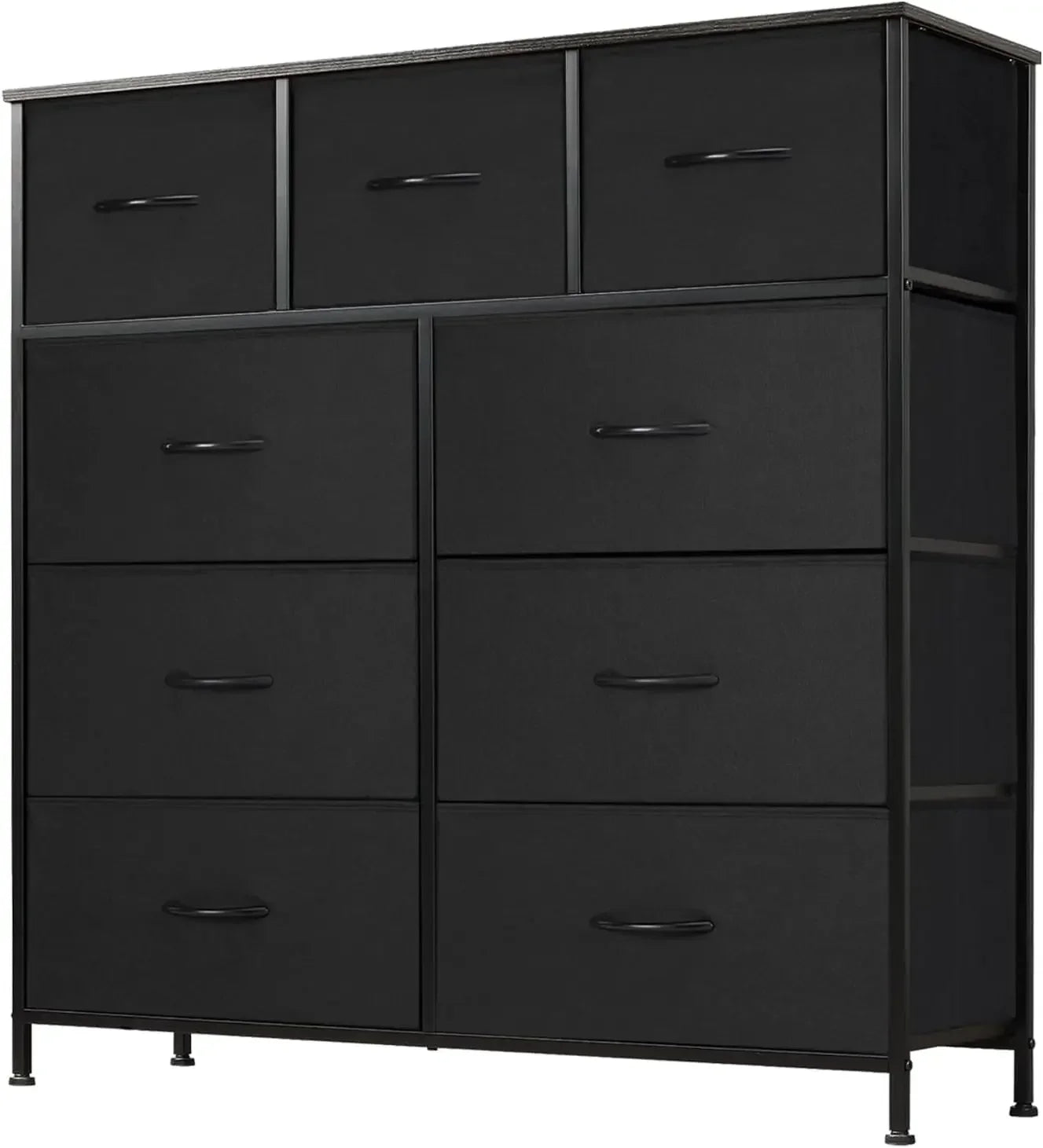 Dresser for Bedroom with 9 Drawers, Clothes Drawer Fabric Closet Organizer, Cloth Dresser with Metal Frame and Wood Tabletop
