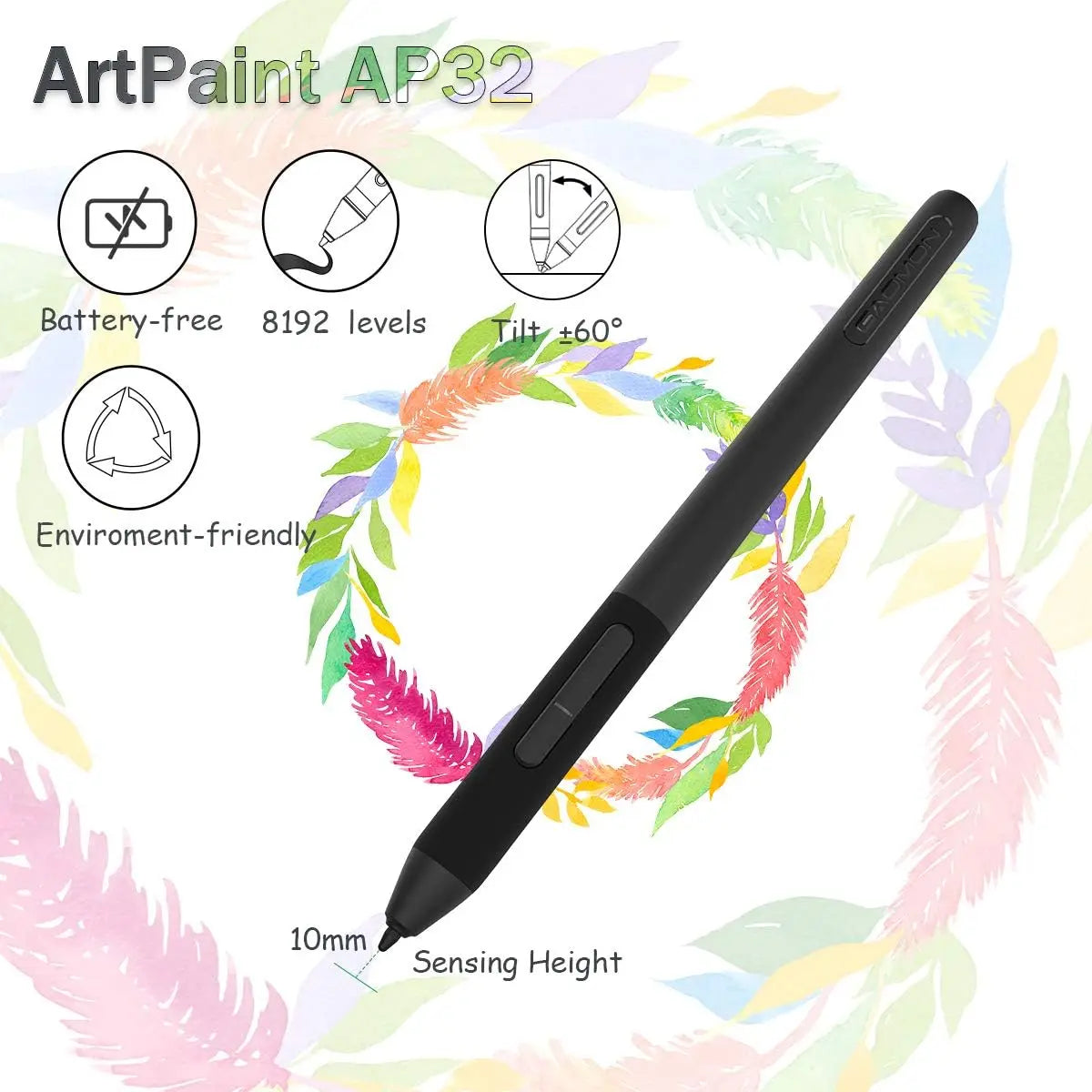 GAOMON M106K PRO 10'' Graphics Drawing Tablet with 8192 Levels Tilt Supported Battery-free Art Stylus for Windows/Mac/Android OS