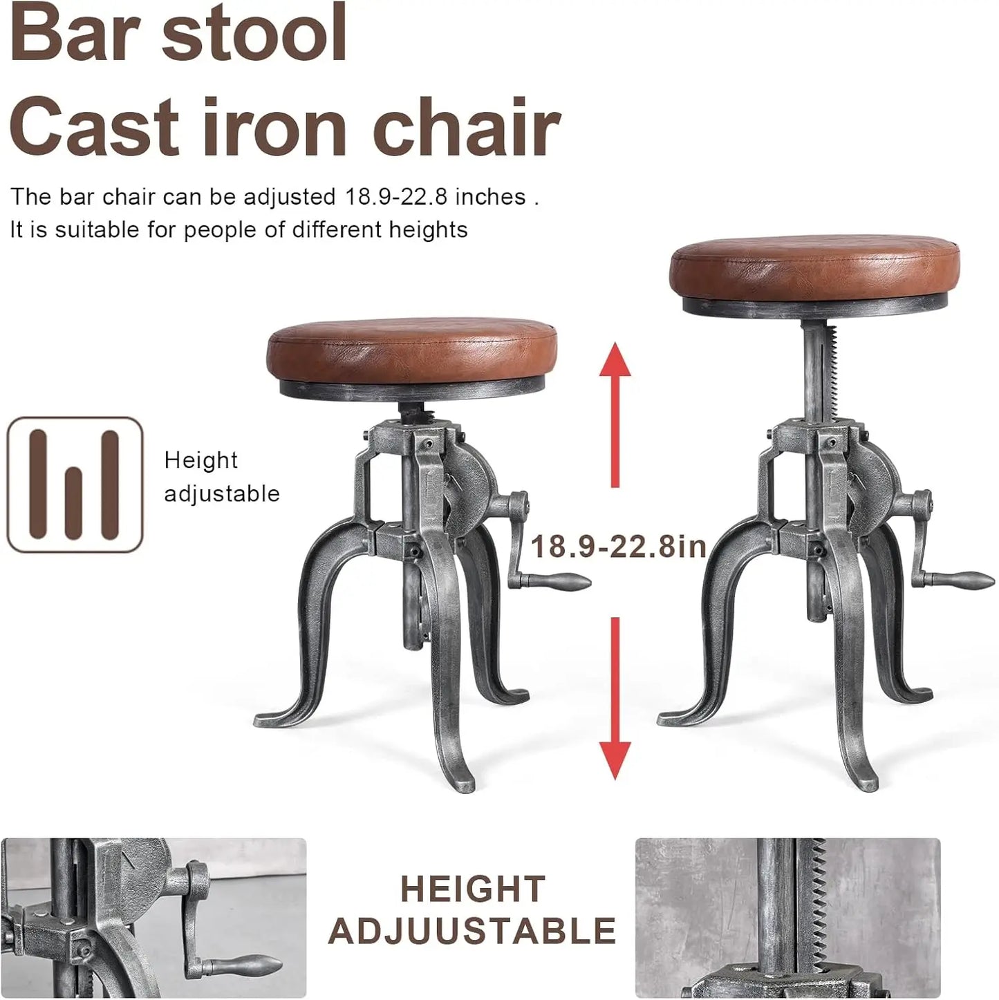 Anitque Bar Stool With Swivel Pu Seat Industrial Kitchen Island Chair Farmhouse Dining Stool Rustic Shop Stool Farmhouse Coffee