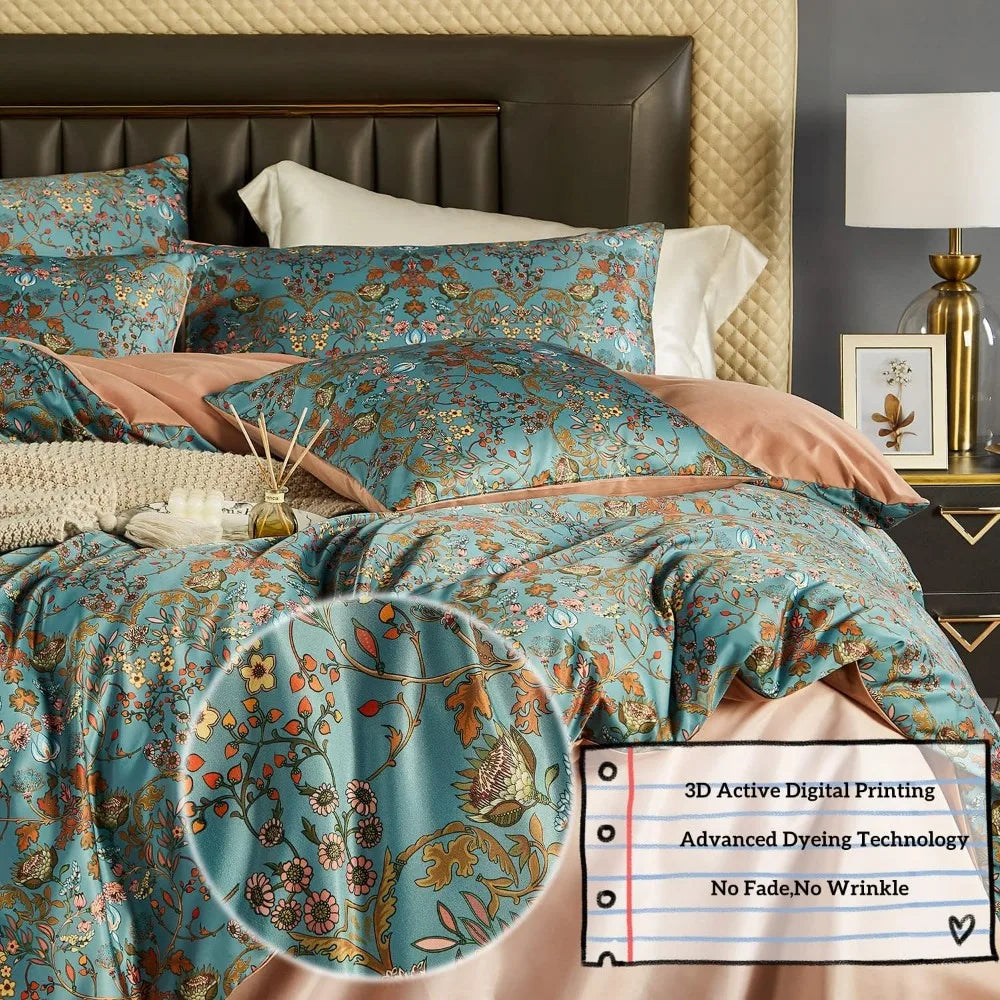 Vintage Style Duvet Cover Set,5 PCS, Paisley Floral Bedding Sets, Duvets Covers