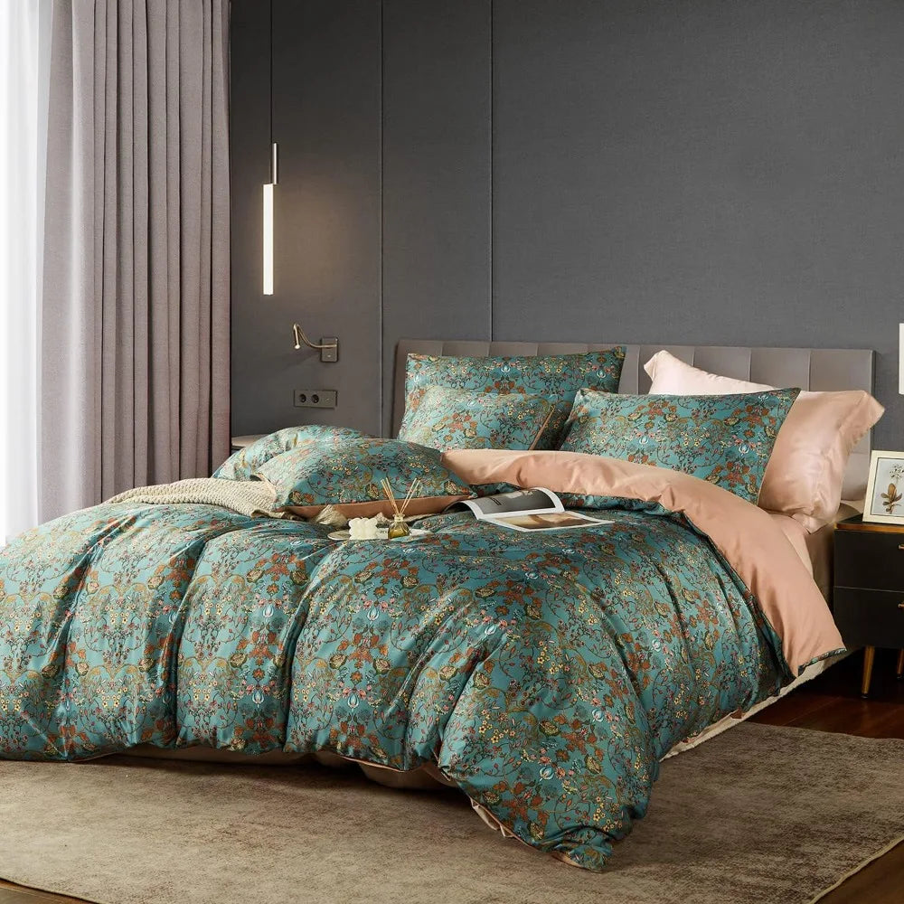 Vintage Style Duvet Cover Set,5 PCS, Paisley Floral Bedding Sets, Duvets Covers