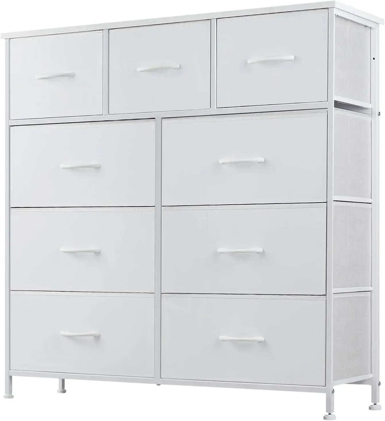 Dresser for Bedroom with 9 Drawers, Clothes Drawer Fabric Closet Organizer, Cloth Dresser with Metal Frame and Wood Tabletop
