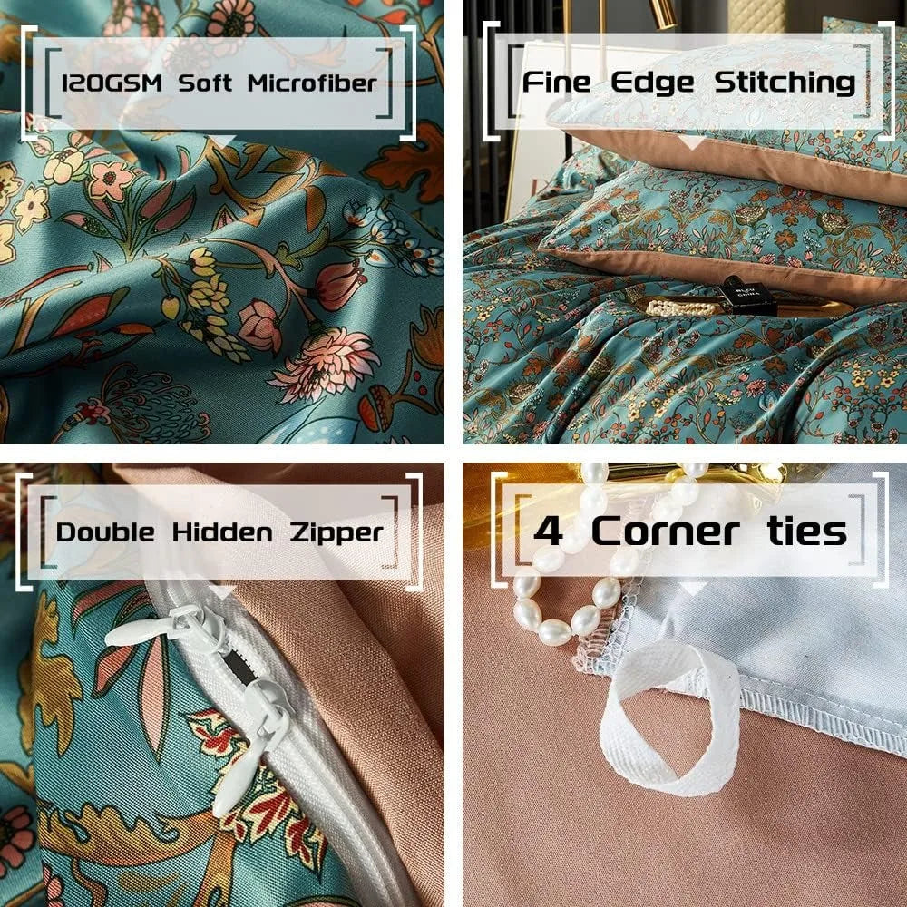 Vintage Style Duvet Cover Set,5 PCS, Paisley Floral Bedding Sets, Duvets Covers