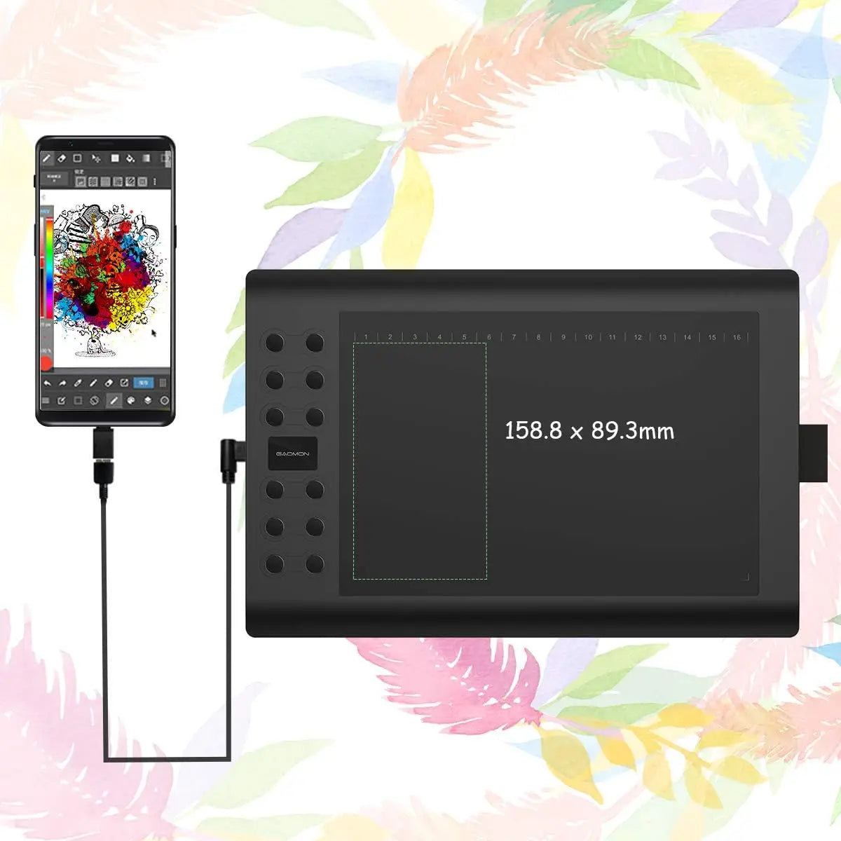 GAOMON M106K PRO 10'' Graphics Drawing Tablet with 8192 Levels Tilt Supported Battery-free Art Stylus for Windows/Mac/Android OS