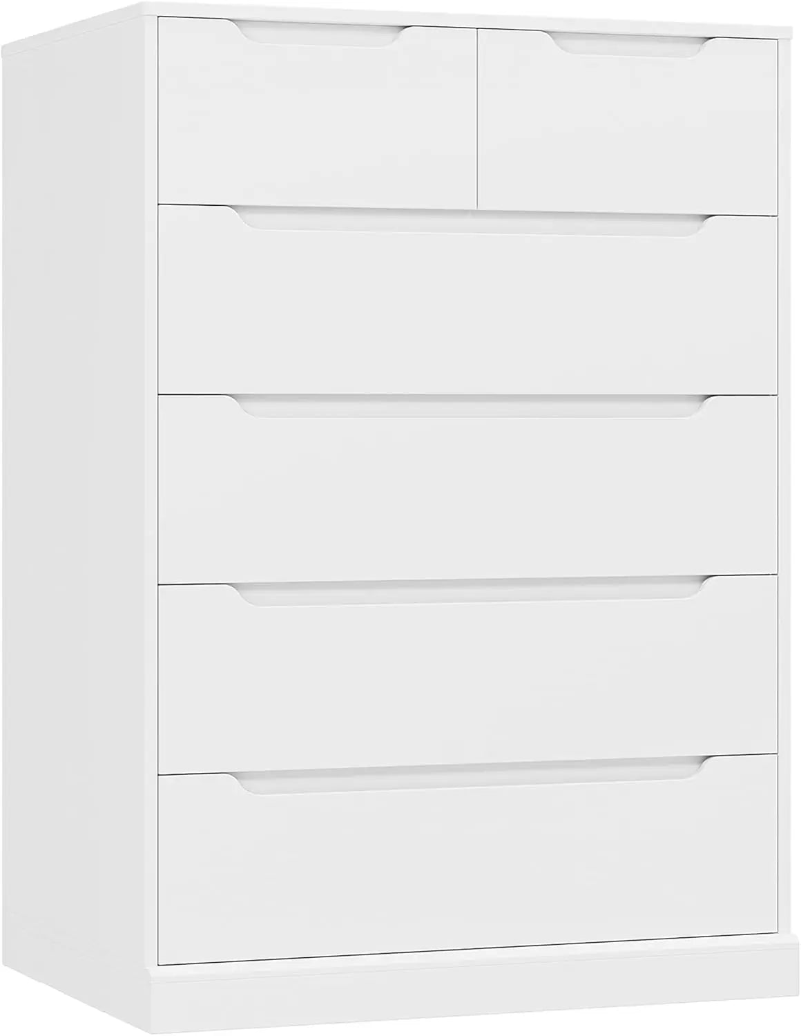 Modern 6 Drawer Dresser for Bedroom, Tall Chest of Drawers with Storage, Large Wood Storage Chest Organizer with Cut-Out