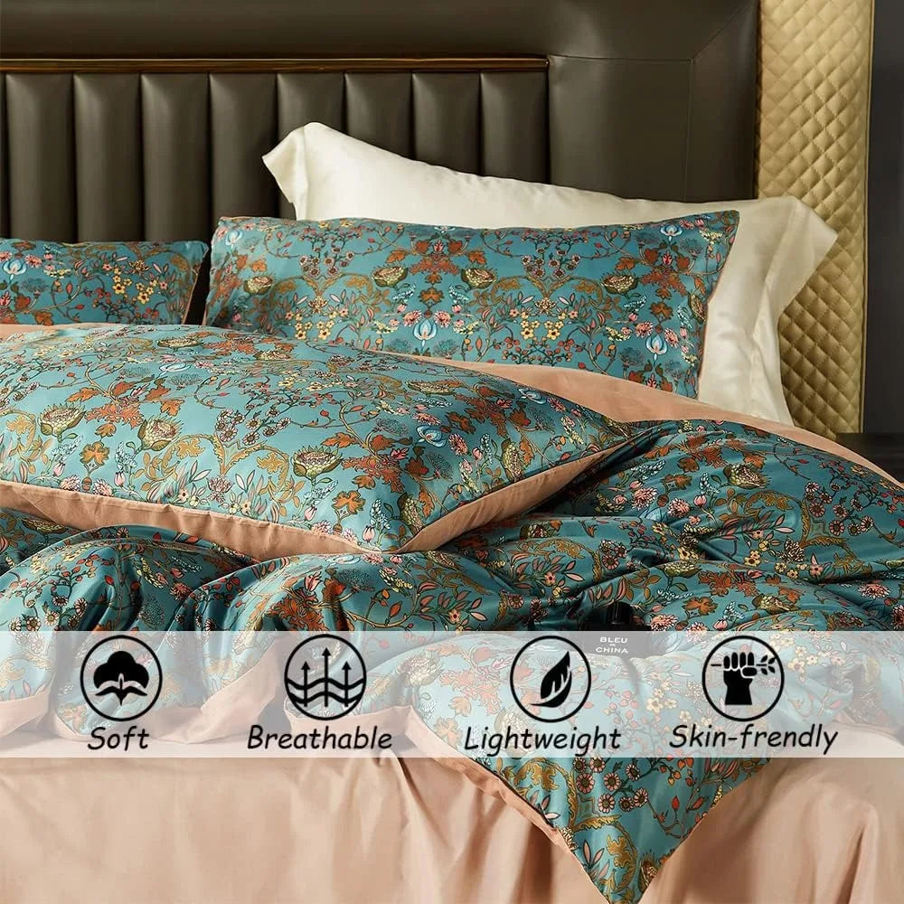 Vintage Style Duvet Cover Set,5 PCS, Paisley Floral Bedding Sets, Duvets Covers