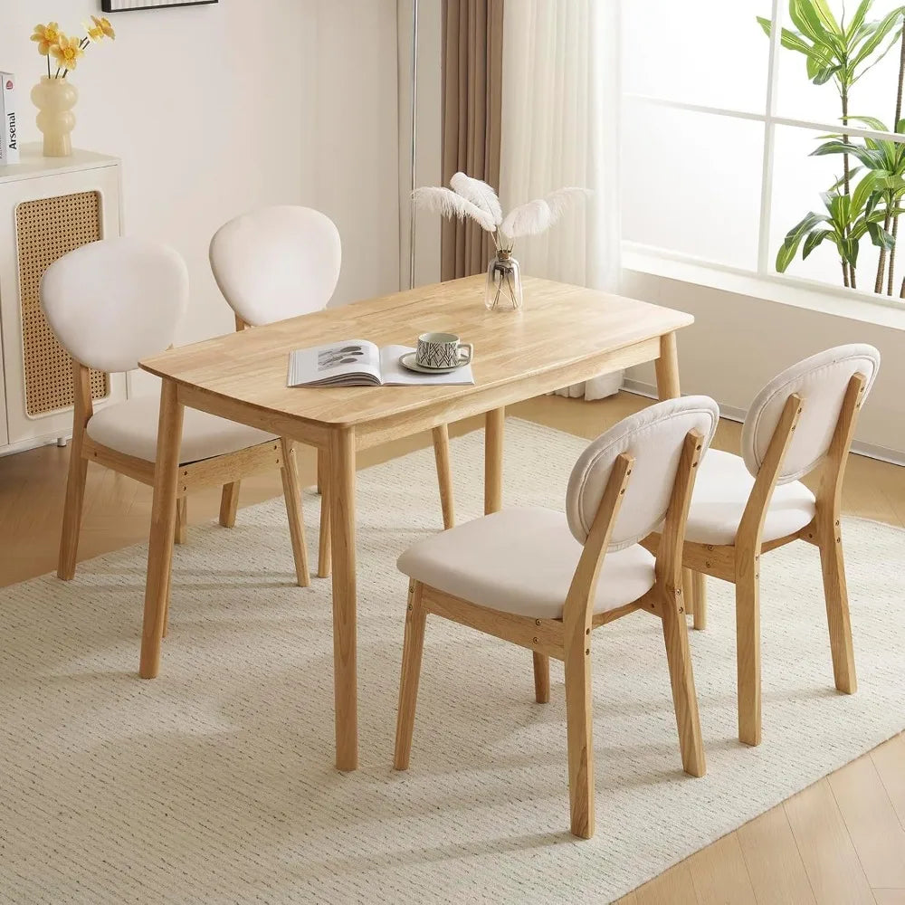 Modern 5-piece natural wood dining table set, capable of accommodating 4 people, medieval modern table and chair set