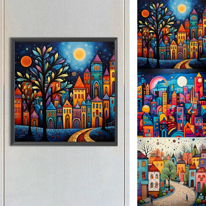 5D DIY Full Round Drill Diamond Painting Colorful House Home Decor Art Craft