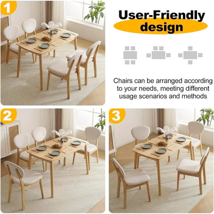 Modern 5-piece natural wood dining table set, capable of accommodating 4 people, medieval modern table and chair set