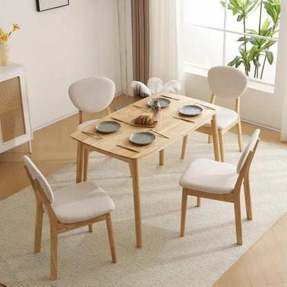 Modern 5-piece natural wood dining table set, capable of accommodating 4 people, medieval modern table and chair set