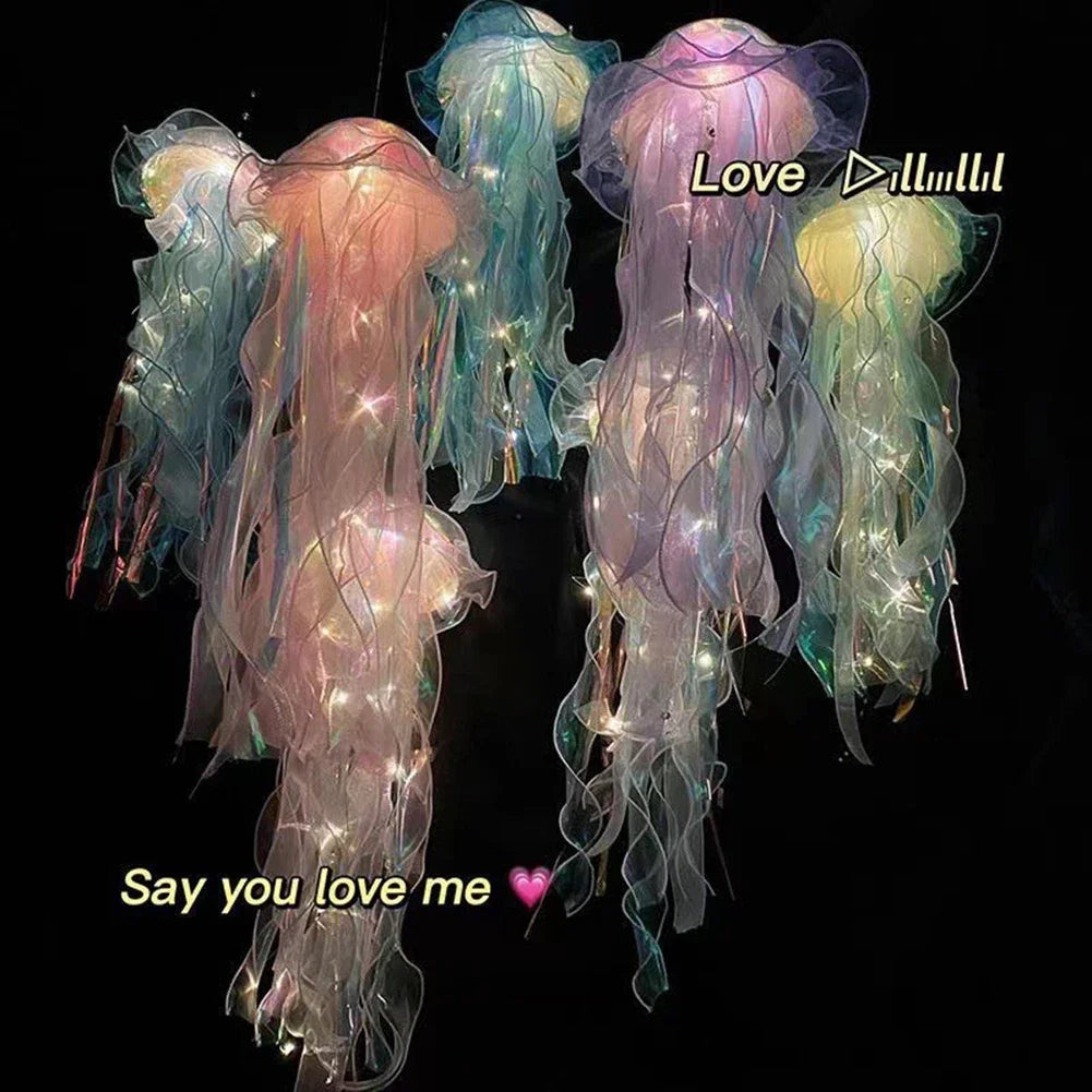 New RGB Gradient Jellyfish Lamp Decoration Creative Bedroom Atmosphere LED Night Light Festival Pendant Flower Lamp Decor Jesus