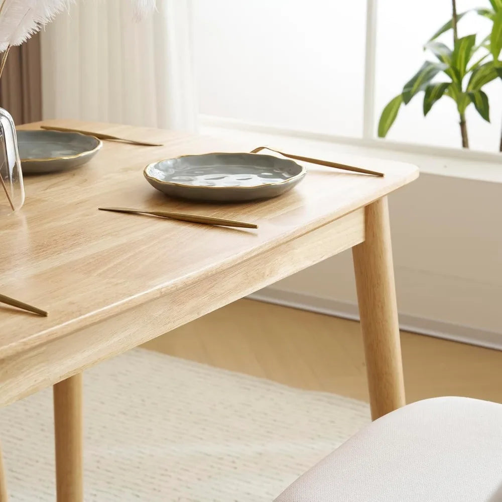 Modern 5-piece natural wood dining table set, capable of accommodating 4 people, medieval modern table and chair set