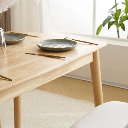 Modern 5-piece natural wood dining table set, capable of accommodating 4 people, medieval modern table and chair set