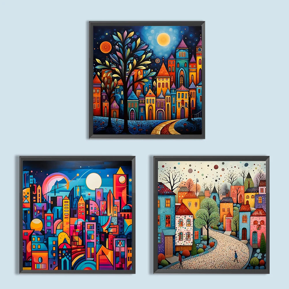 5D DIY Full Round Drill Diamond Painting Colorful House Home Decor Art Craft