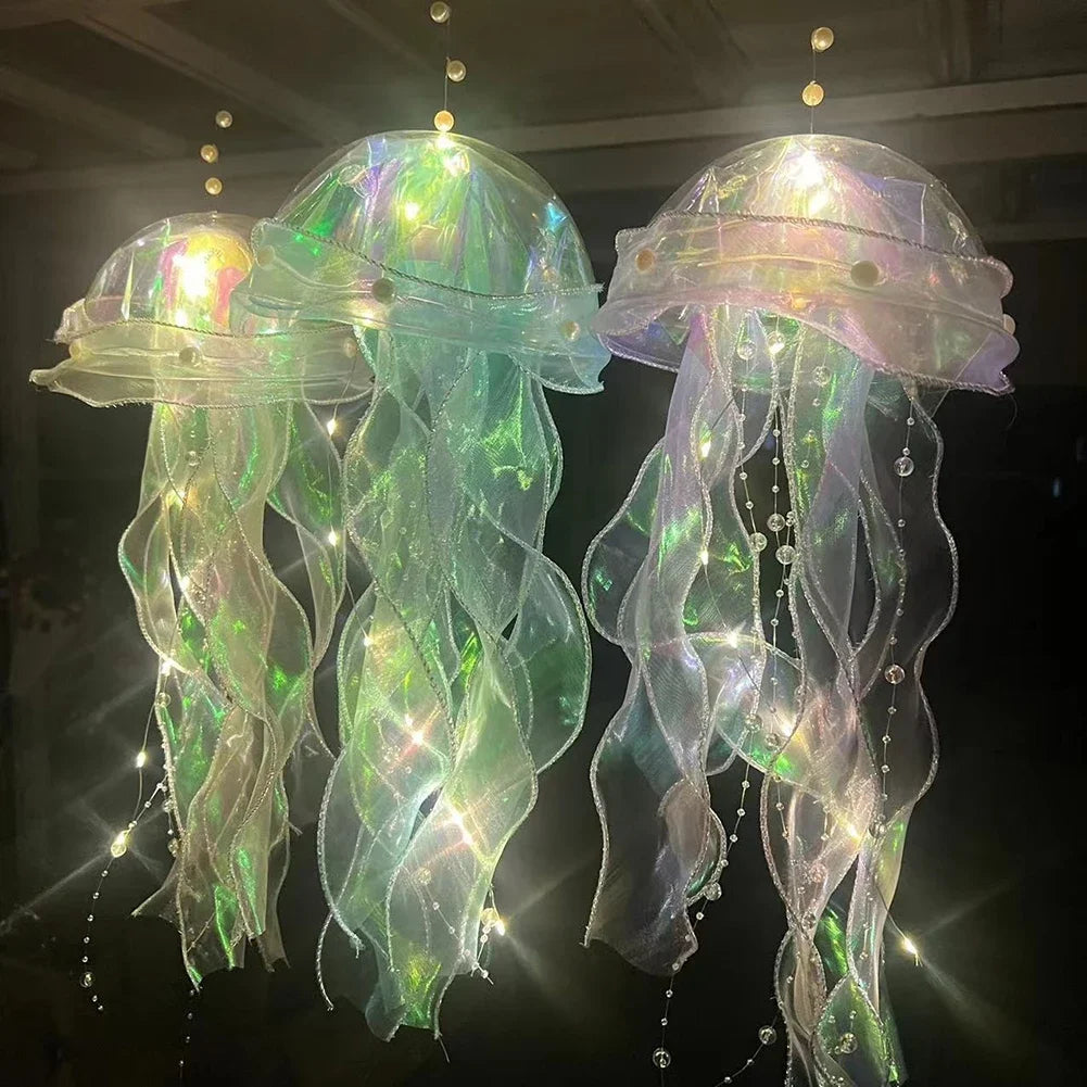 New RGB Gradient Jellyfish Lamp Decoration Creative Bedroom Atmosphere LED Night Light Festival Pendant Flower Lamp Decor Jesus