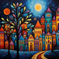 5D DIY Full Round Drill Diamond Painting Colorful House Home Decor Art Craft