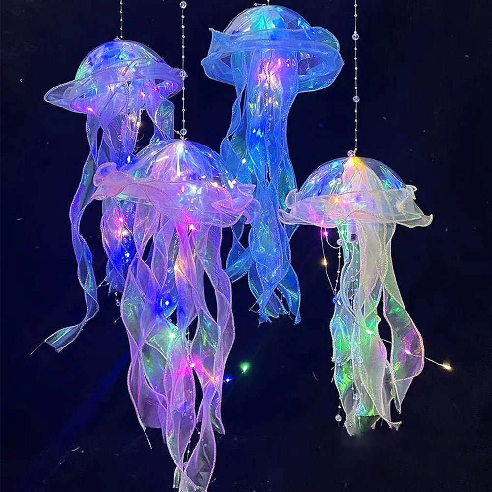 New RGB Gradient Jellyfish Lamp Decoration Creative Bedroom Atmosphere LED Night Light Festival Pendant Flower Lamp Decor Jesus