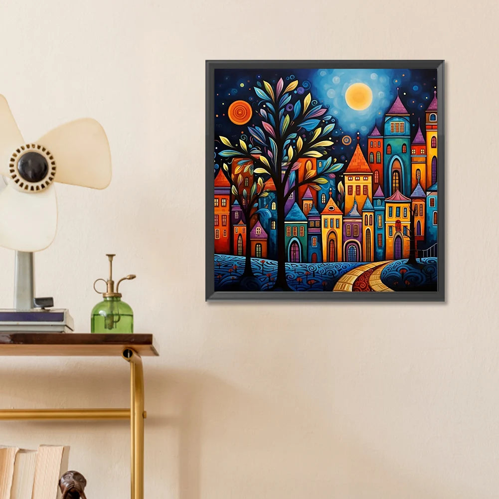 5D DIY Full Round Drill Diamond Painting Colorful House Home Decor Art Craft