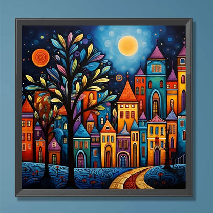 5D DIY Full Round Drill Diamond Painting Colorful House Home Decor Art Craft