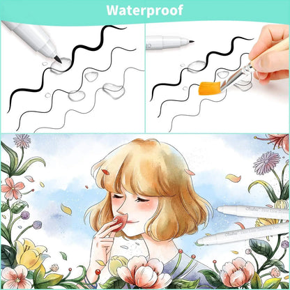 Ohuhu Micro Pen Fineliner Drawing Pens 8 Pack Line Pens Art Colored Pens Fine Point Markers Waterproof Writing Sketching Manga