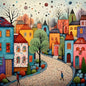 5D DIY Full Round Drill Diamond Painting Colorful House Home Decor Art Craft