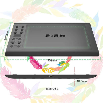 GAOMON M106K PRO 10'' Graphics Drawing Tablet with 8192 Levels Tilt Supported Battery-free Art Stylus for Windows/Mac/Android OS